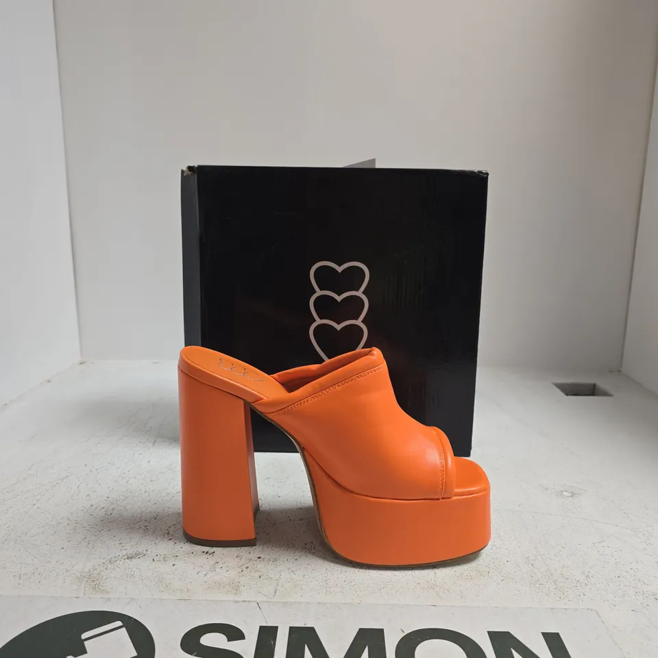 KOI ORANGE PU PLATFORM SANDALS – WOMEN'S HEELS – UK 8 (DBP53)