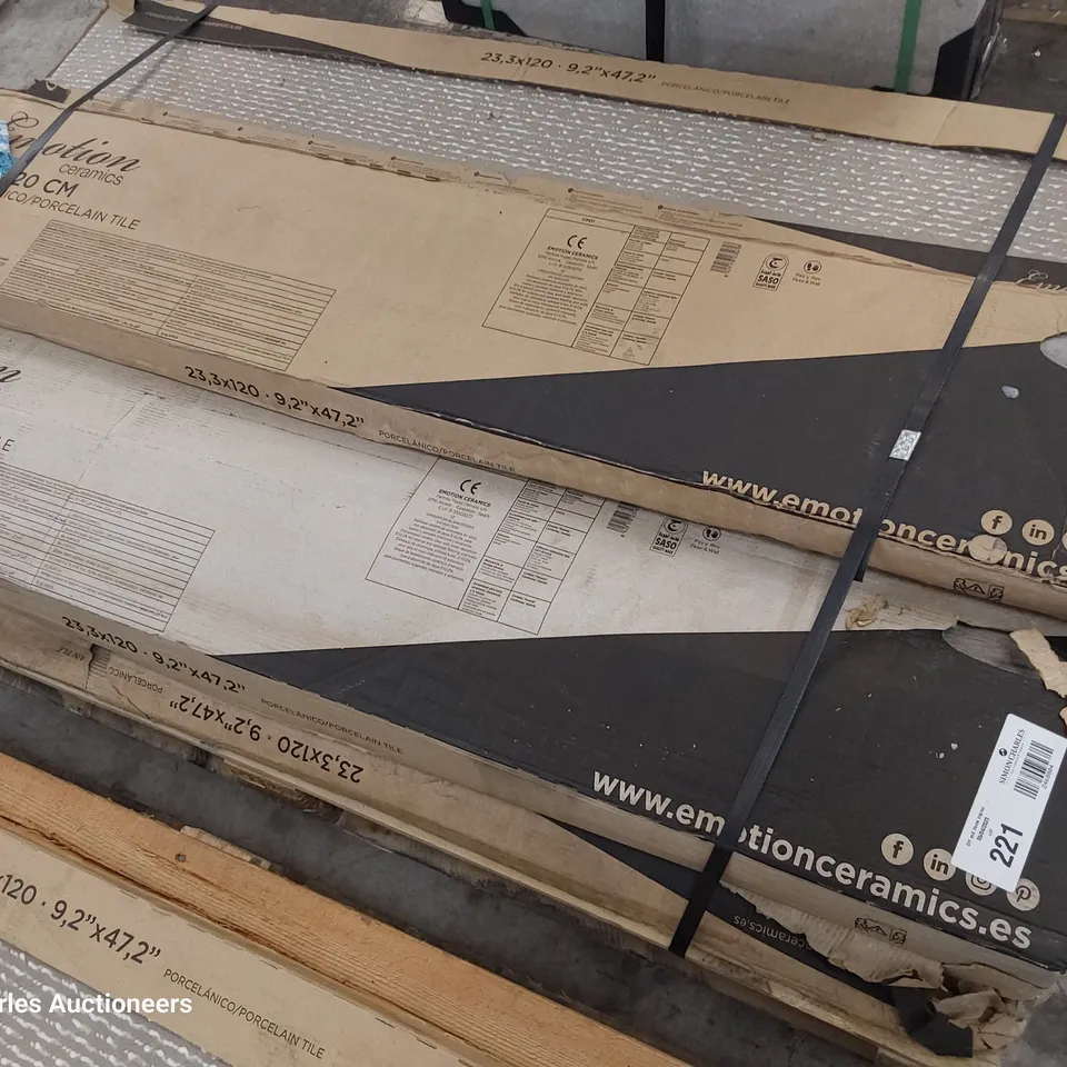 PALLET OF APPROXIMATELY 42 PEECAN GRIS TILES EACH 23.3 × 120cm TOTAL 17 sq m1