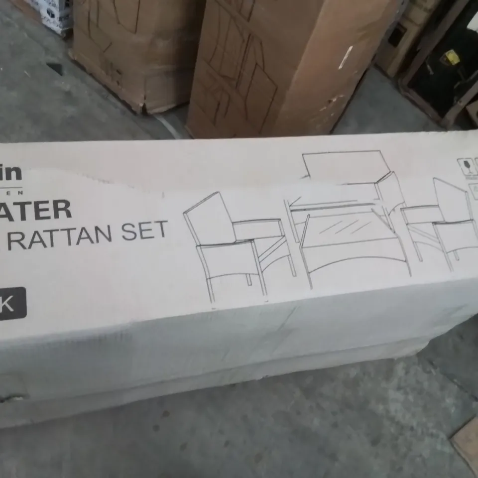 BOXED KEPLIN 4 SEATER SOFA RATTAN SET -BLACK-