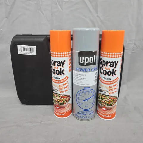 APPROXIMATELY 10 ASSORTED ITEMS TO INCLUDE SPRAY AND COOK, UPOL POWER CAN, ETC - COLLECTION ONLY