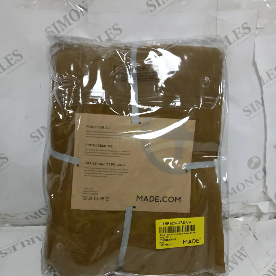 MADE LINEN DUVET COVER SET - OLIVE - SUPER KING SIZE