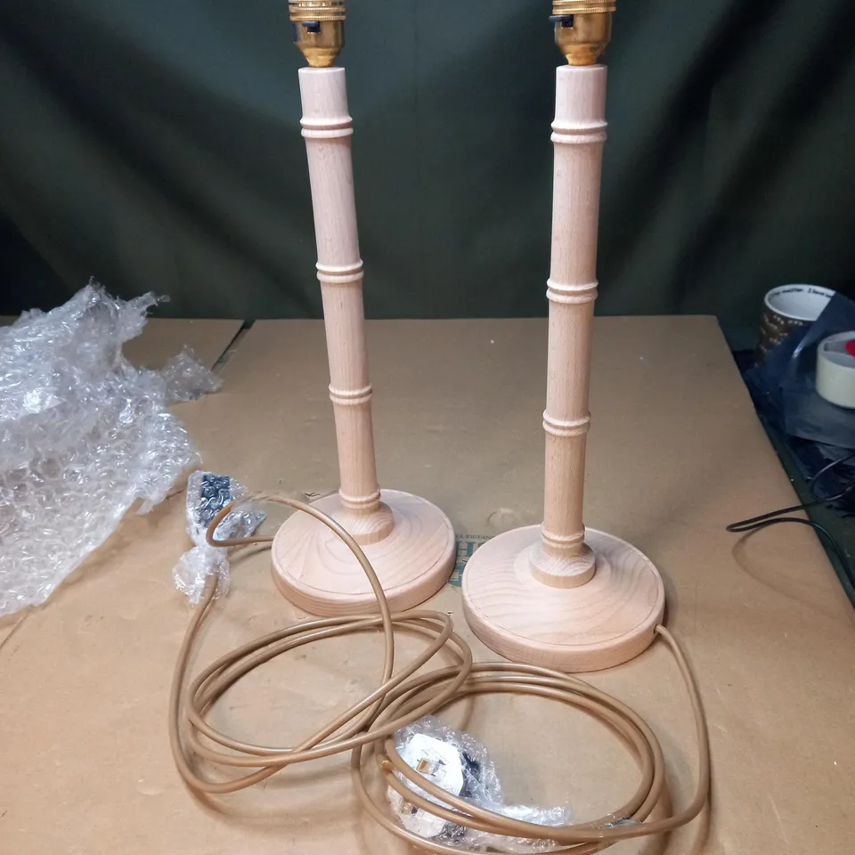 LOT OF 2 BAMBOO TABLE LAMPS WITH NO SHADES