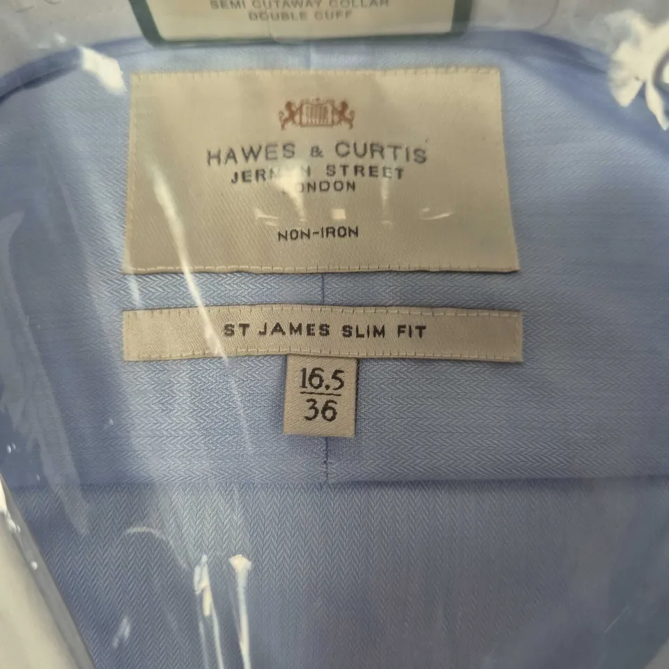 HAWES & CURTIS ST JAMES SLIM FIT NON-IRON LIGHT BLUE SHIRT – UK NECK 16.5