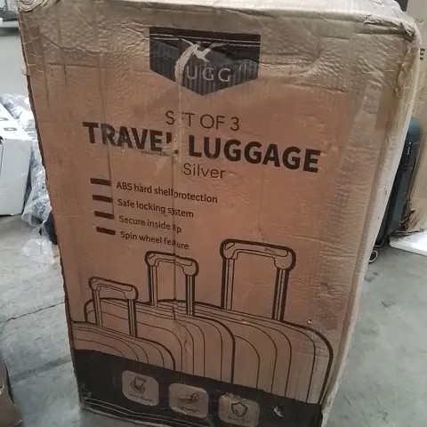 BOXED SET OF 3 LUGG TRAVEL LUGGAGE SUITCASES -SILVER-