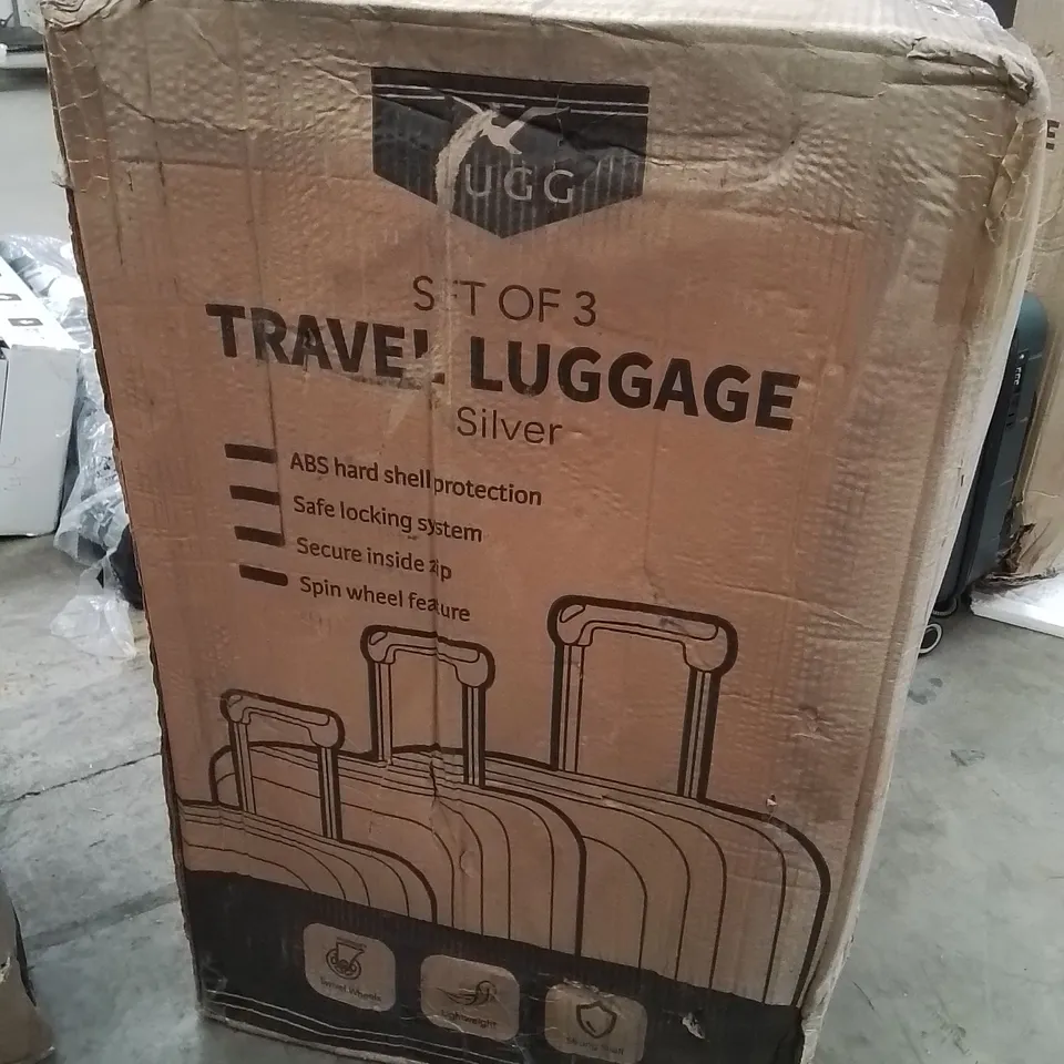 BOXED SET OF 3 LUGG TRAVEL LUGGAGE SUITCASES -SILVER-