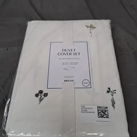 H & M DUVET COVER SET - FLORAL DESIGN - CREAM - SINGLE