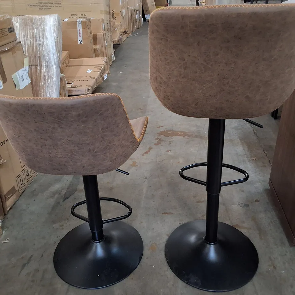 JENINNE HEIGHT ADJUSTABLE SWIVEL BAR STOOLS - BROWN (SET OF 2)