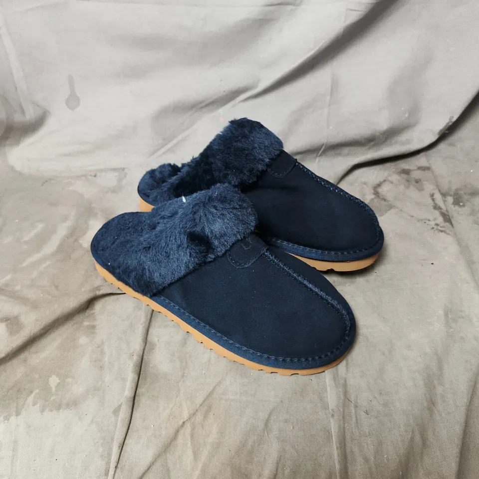 UNBOXED UGG WOMEN'S NAVY FUR-LINED SLIPPERS – UK 6 (EU 40)
