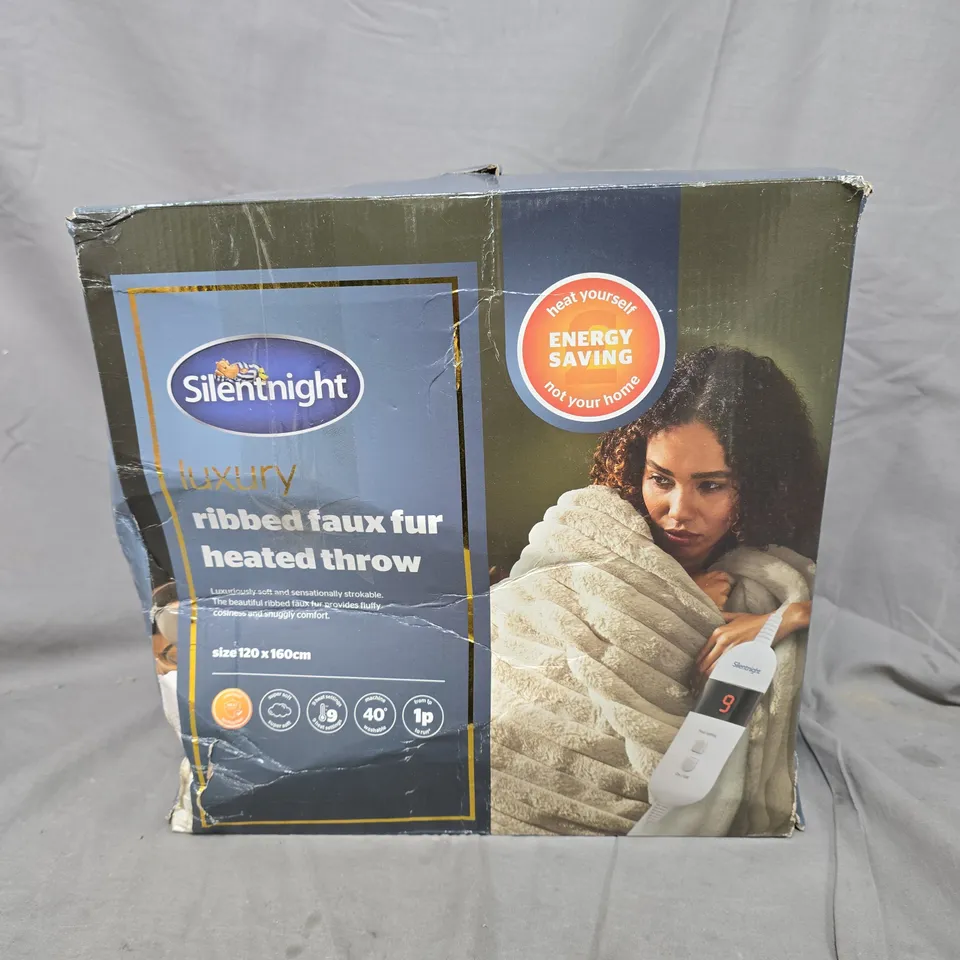 SILENTNIGHT LUXURY RIBBED FAUX FUR HEATED THROW - 120 X 160CM 