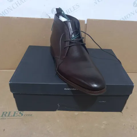 BOXED PAIR OF DUNE LONDON SHOES IN BROWN UK SIZE 10