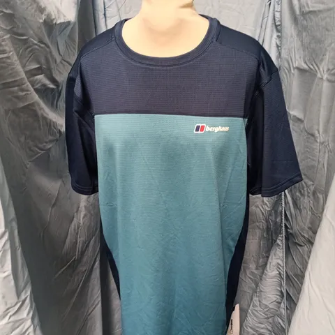 BERGHAUS COLOUR-BLOCK T-SHIRT, NAVY & TEAL, UK L