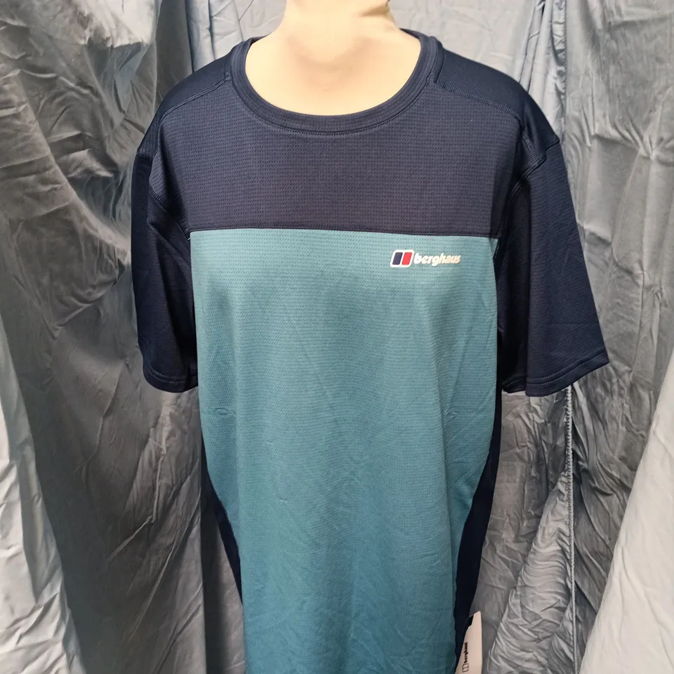 BERGHAUS COLOUR-BLOCK T-SHIRT, NAVY & TEAL, UK L