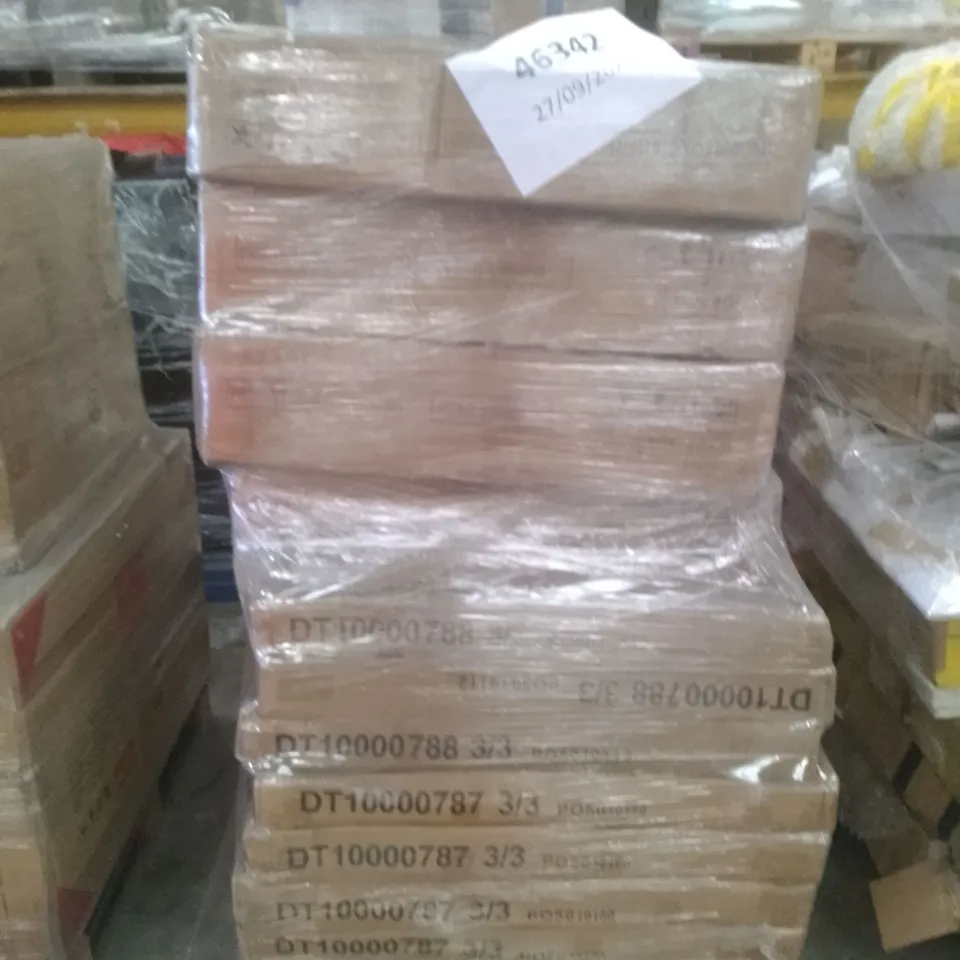 PALLET OF ASSORTED FLAT PACK DINING TABLE PARTS 