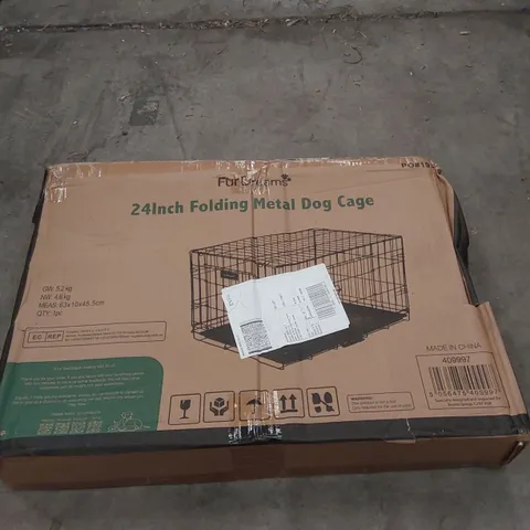 BOXED FURDREAMS 24" FOLDING METAL DOG CAGE