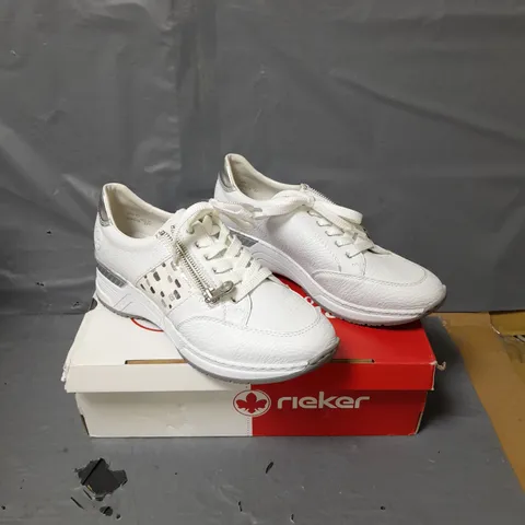 RIEKER LACE UP SPOT TRIM TRAINERS WHITE SIZE 6