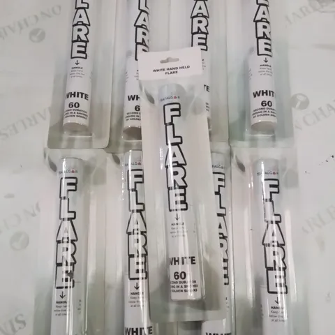 BOX CONTAINING 9 BRAND NEW WHITE SMOKE FLARES (OVER 18 ONLY) (COLLECTION ONLY)