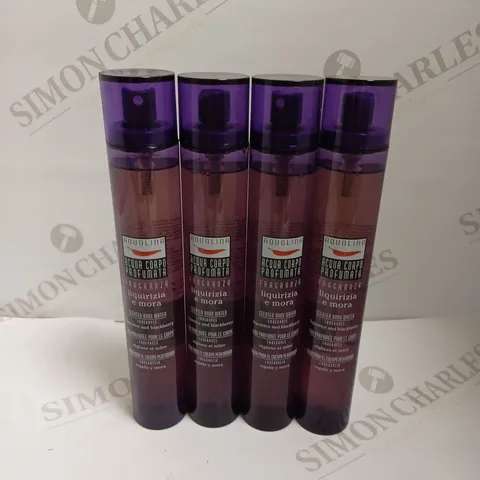BOX OF 4 AQUOLINA BODY WATER - LIQUORICE & BLACKBERRY - 150ML	