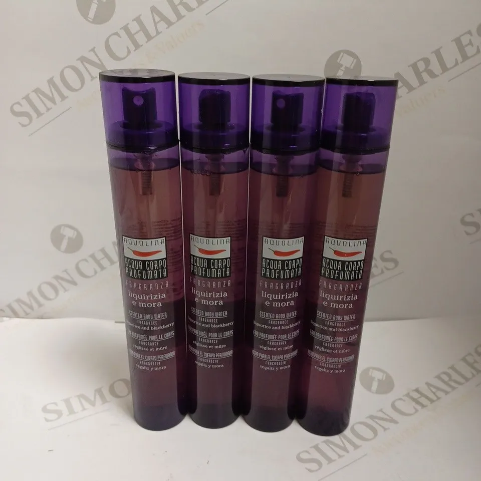 BOX OF 4 AQUOLINA BODY WATER - LIQUORICE & BLACKBERRY - 150ML	