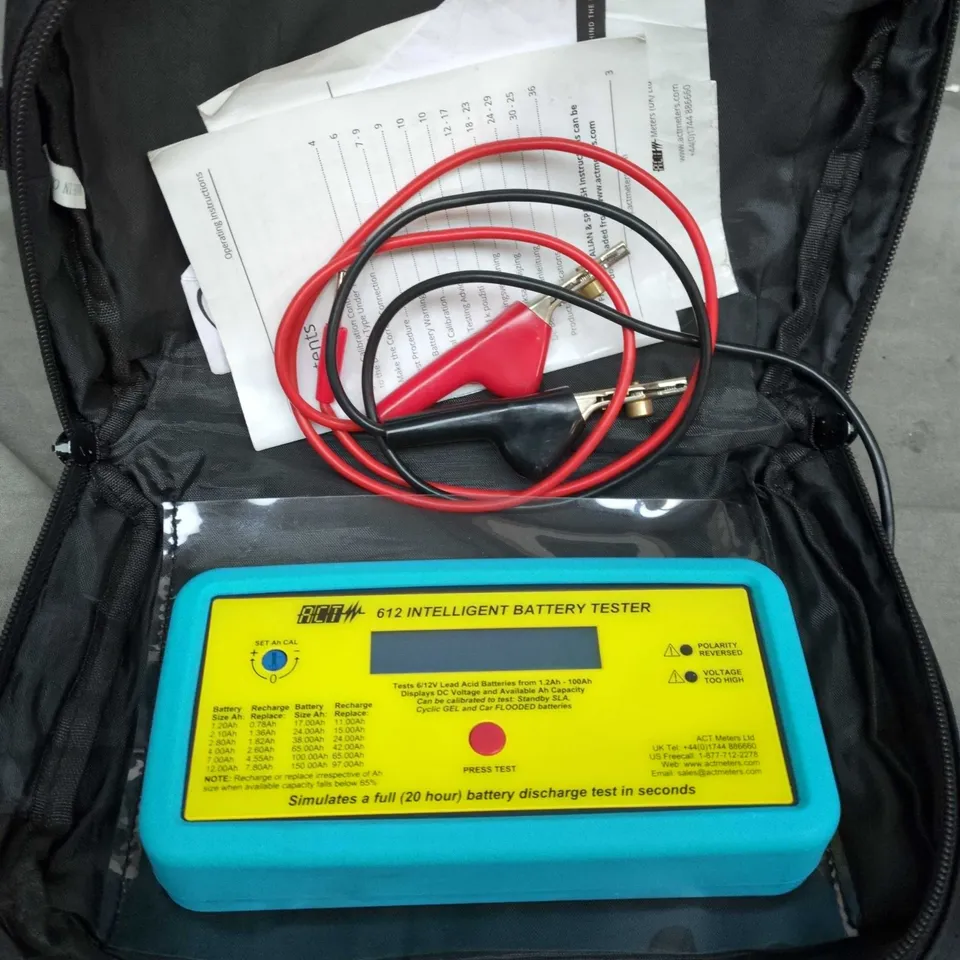 ACT Meters 612 Intelligent Battery Tester with leads – carry case
