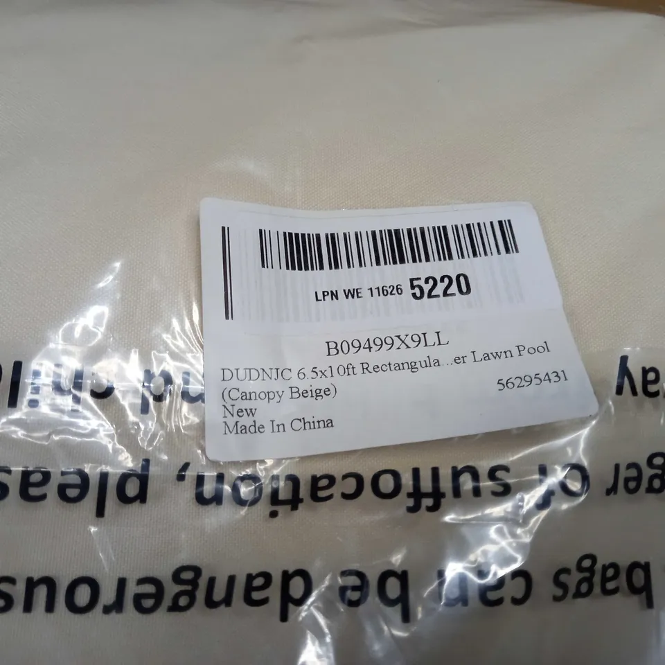 PACKAGED BEIGE RECTANGULA LAWN POOL CANOPY - APPROX 6.5 X 10FT
