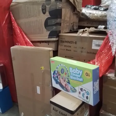 PALLET OF ASSORTED HOUSEHOLD GOODS AND PRODUCTS TO INCLUDE;AIR COOLER,HEATED CLOTHES AIRER,BABY BLANKET