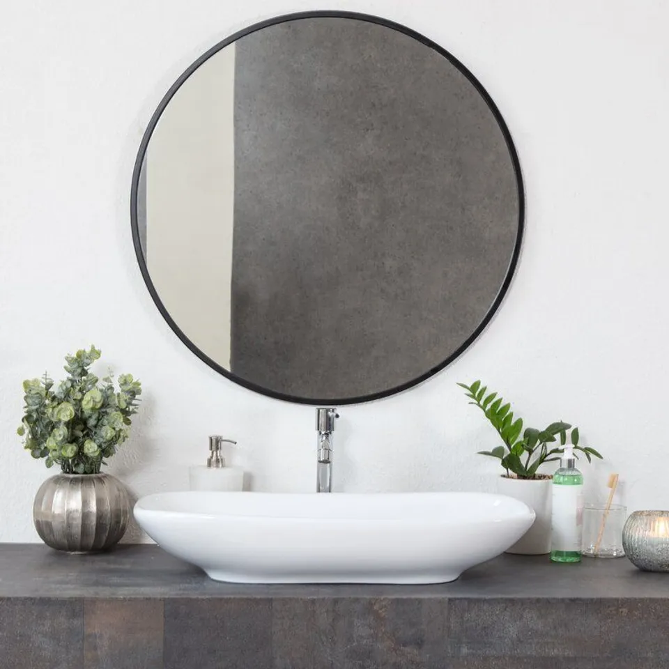 FOSTER BLACK ACCENT ROUND MIRROR 28"