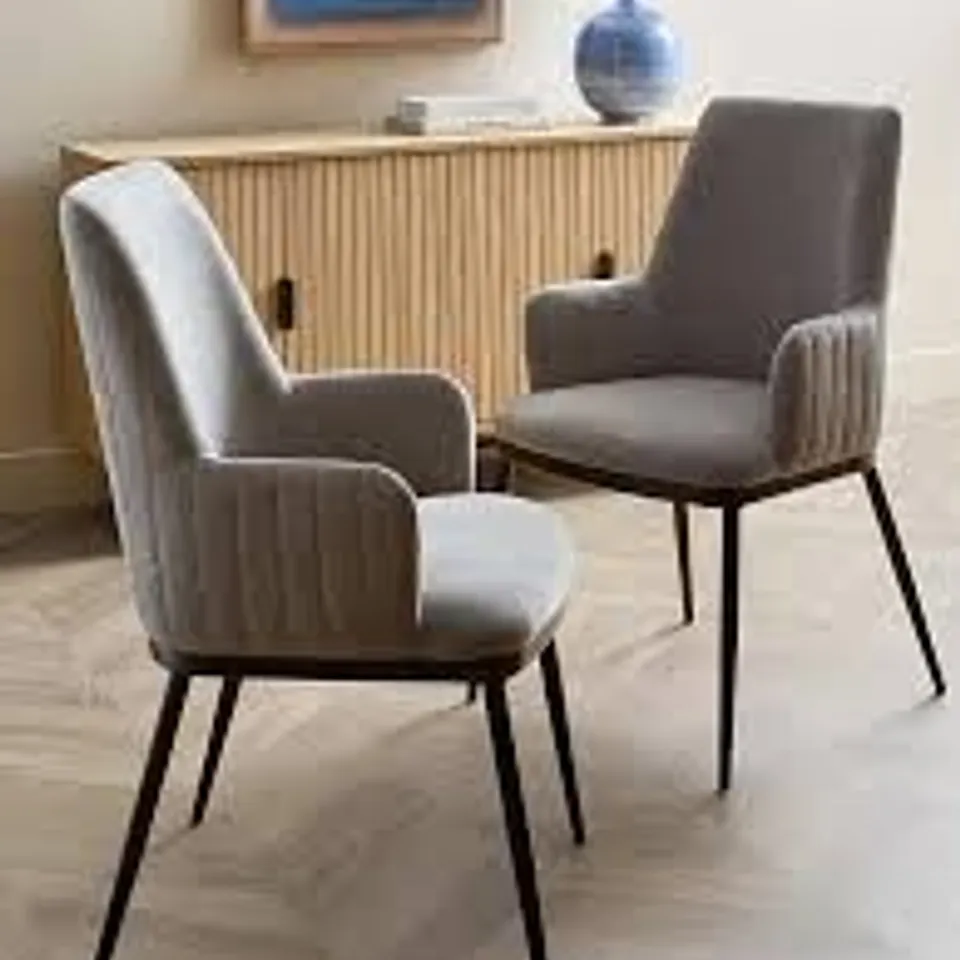 BOXED NINA PAIR OF DINING CHAIRS - GREY/BLACK (1 BOX) RRP £229
