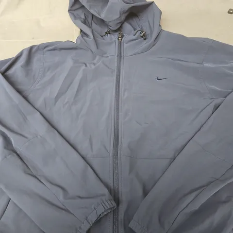 NIKE GREY ZIP HOODED JACKET - LARGE 