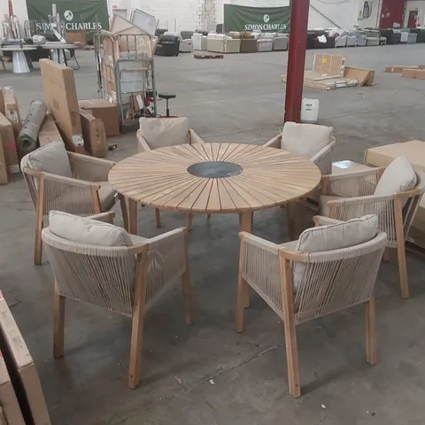 ROYALCRAFT ROMA 150CM 6 SEAT TABLE SET WITH ROPE LOUNGE DINING CHAIRS