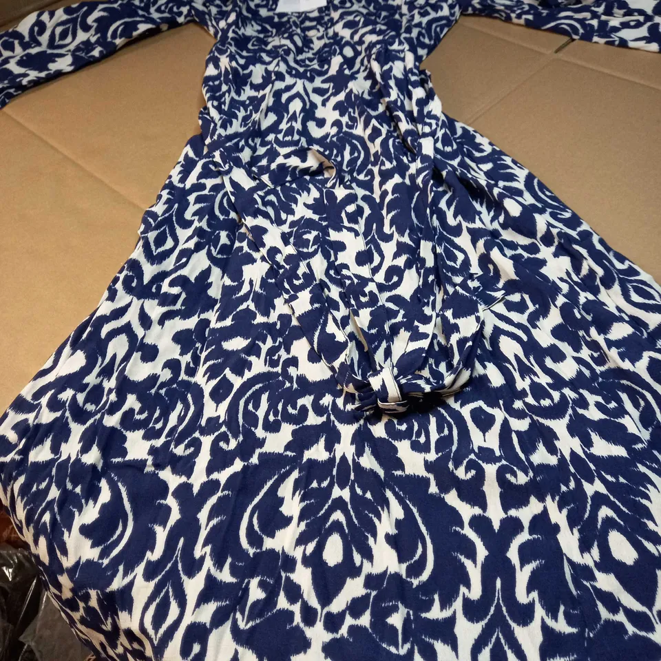 ZARA CREAM/NAVY BELTED MAXI DRESS - XS
