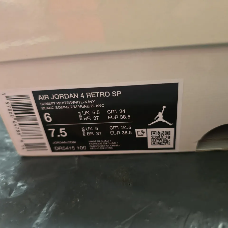 AIR JORDAN 4 RETRO SP SUMMIT WHITE/WHITE-NAVY SNEAKERS – UK 5.5 (US 6) (VERIFY SIZE)