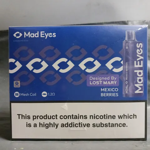 BOXED AND SEALED MAD EYES PACK OF 10 DISPOSABLE VAPES - MEXICO BERRIES