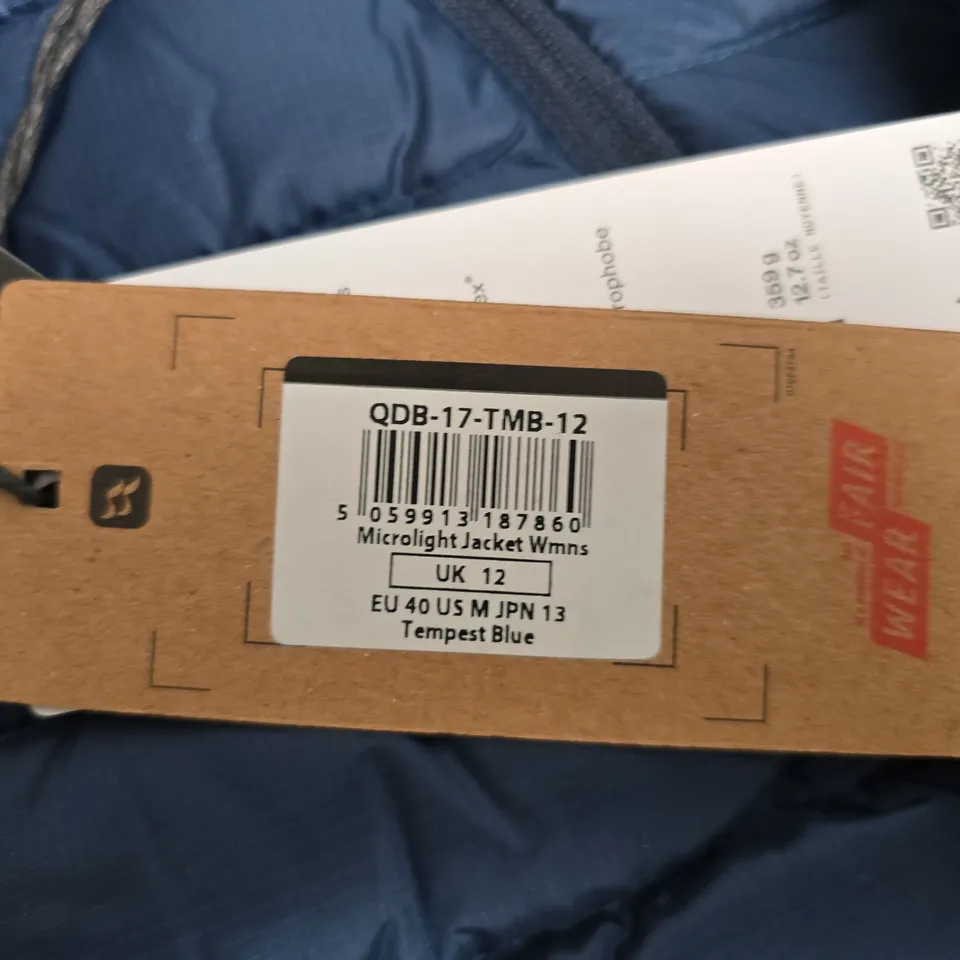 RAB MICROLIGHT JACKET – WOMEN'S, TEMPEST BLUE, UK 12