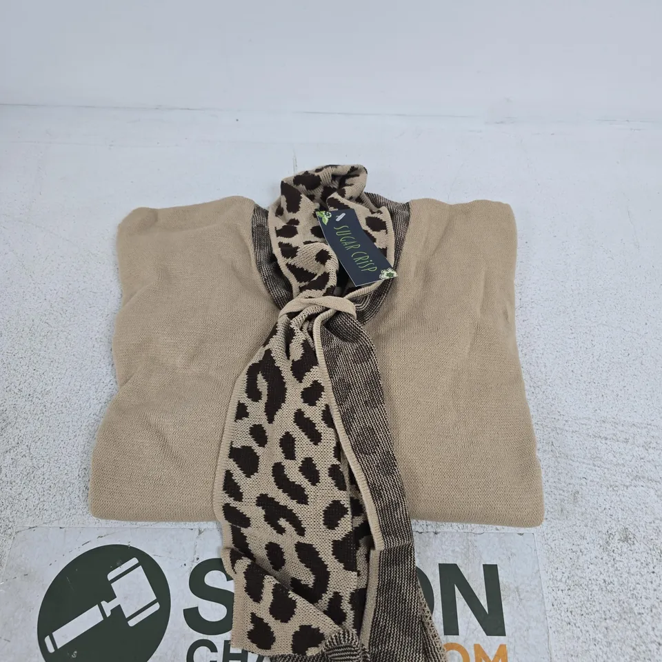 SUGAR CRISP LEOPARD PRINT SCARF JUMPER – XL