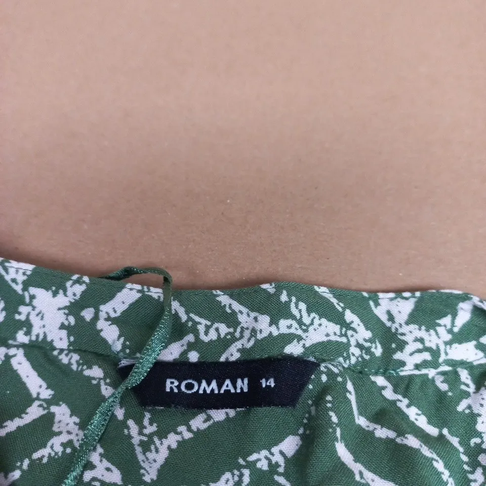 ROMAN WOMEN'S GREEN LEAF PRINT BLOUSE – UK SIZE 14