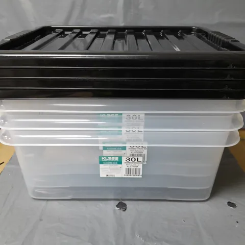 LOT OF 4 STORAGE BOXES WITH LIDS - 30L