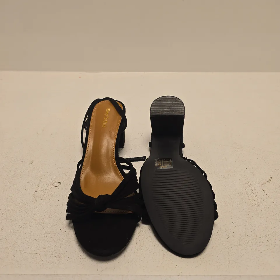 WHERE'S THAT FROM BLACK WOMEN'S STRAPPY BLOCK-HEEL SANDALS (SIZE UK 8)