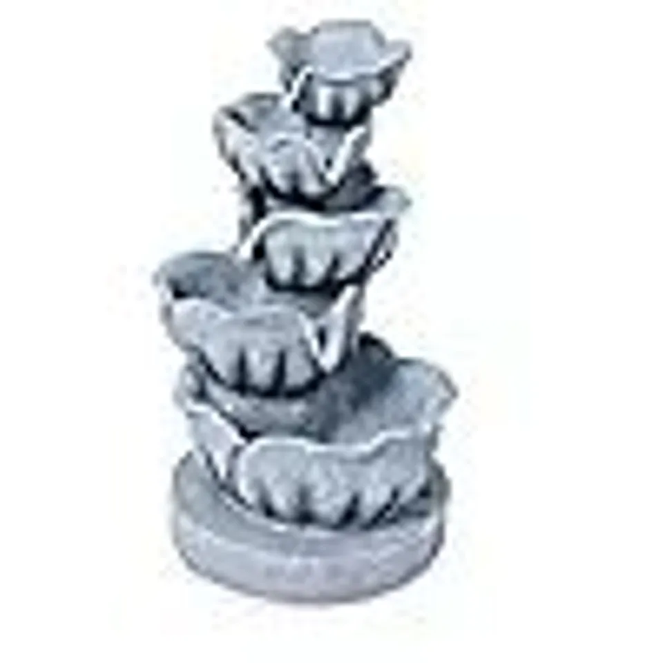 GARDEN STORIES 5 TIER 46CM TALL CASCADING LOTUS FOUNTAIN WITH LED LIGHTS