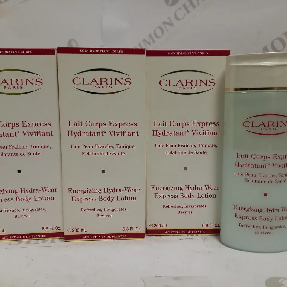 LOT OF 3 CLARINS ENERGISING HYDRA-WEAR EXPRESS BODY LOTION 200ML