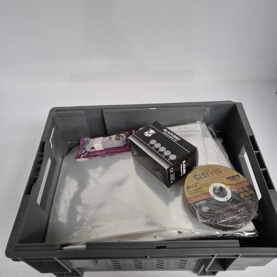 TOTE OF APPROXIMATELY 10 ASSORTED ITEMS INCLUDING SONUBAITS FEED PELLETS, SMART VISUAL EAR CLEANER AND 3M TAPE MEASURE