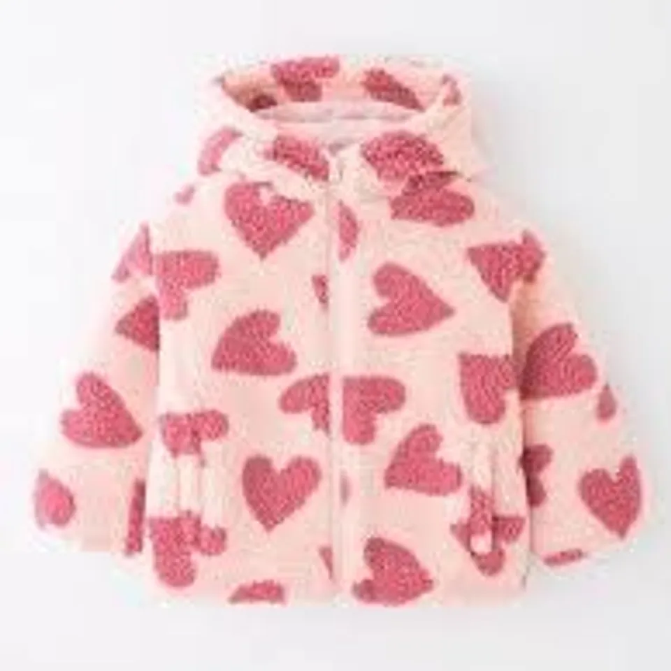 GIRLS BORG HEART PRINTED JACKET - SIZE UNSPECIFIED