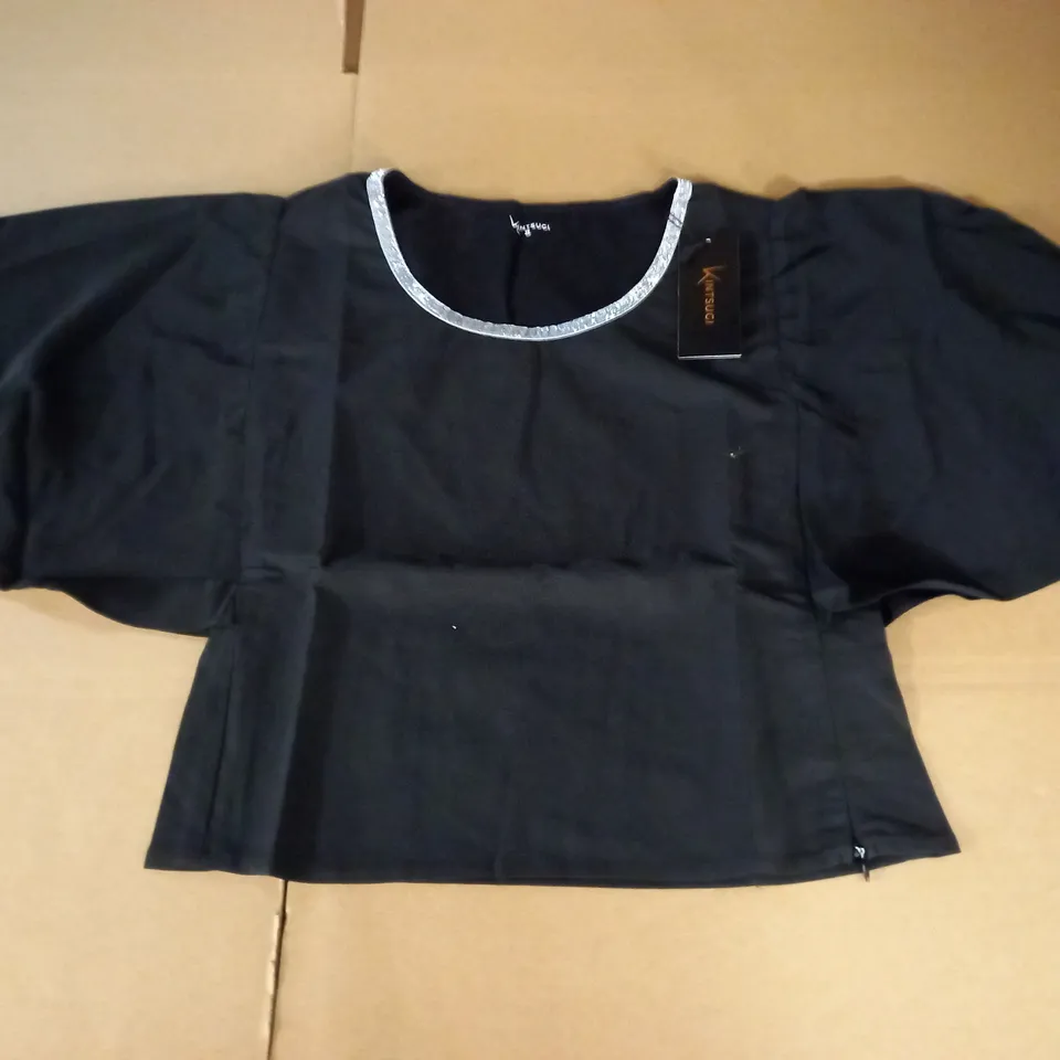 brand new kintsugi cropped black top with batwing sleeves and hidden side zip - 8
