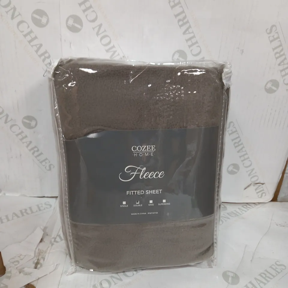 COZEE HOME FELLECE FITTED SHEET - DOUBLE SIZE IN DARK GREY