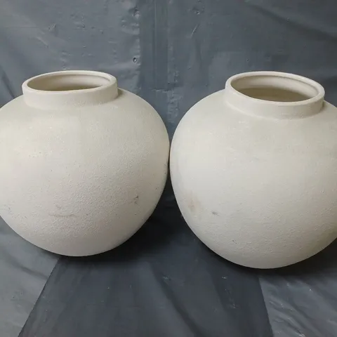 2 AT HOME WITH STACEY SOLOMON WHITE CERAMIC ROUND VASES - COLLECTION ONLY