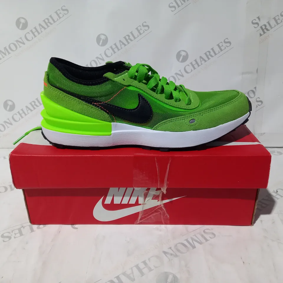 NIKE WAFFLE ONE GS RUNNING TRAINER SIZE 5.5 ELECTRIC GREEN BLACK