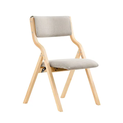 BOXED SOBUY FOLDING CHAIR WITH PADDED SEAT & BACKREST - LIGHT GREY/NATURAL (1 BOX)