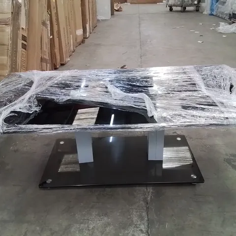STYLISH MODERN BLACK GLASS COFFEE TABLE/ TV UNIT 