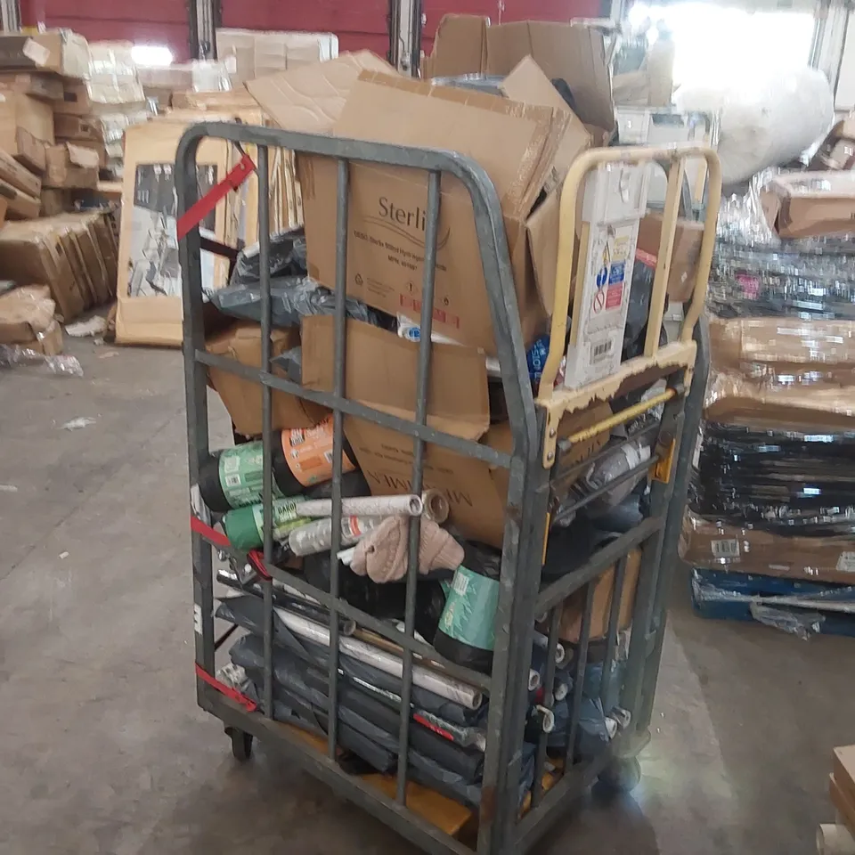 CAGE OF ASSORTED CONSUMER PRODUCTS INCLUDING: BIN BAGS, WRAPPING PAPER, SOCKET COVERS ECT // CAGE NOT INCLUDED 