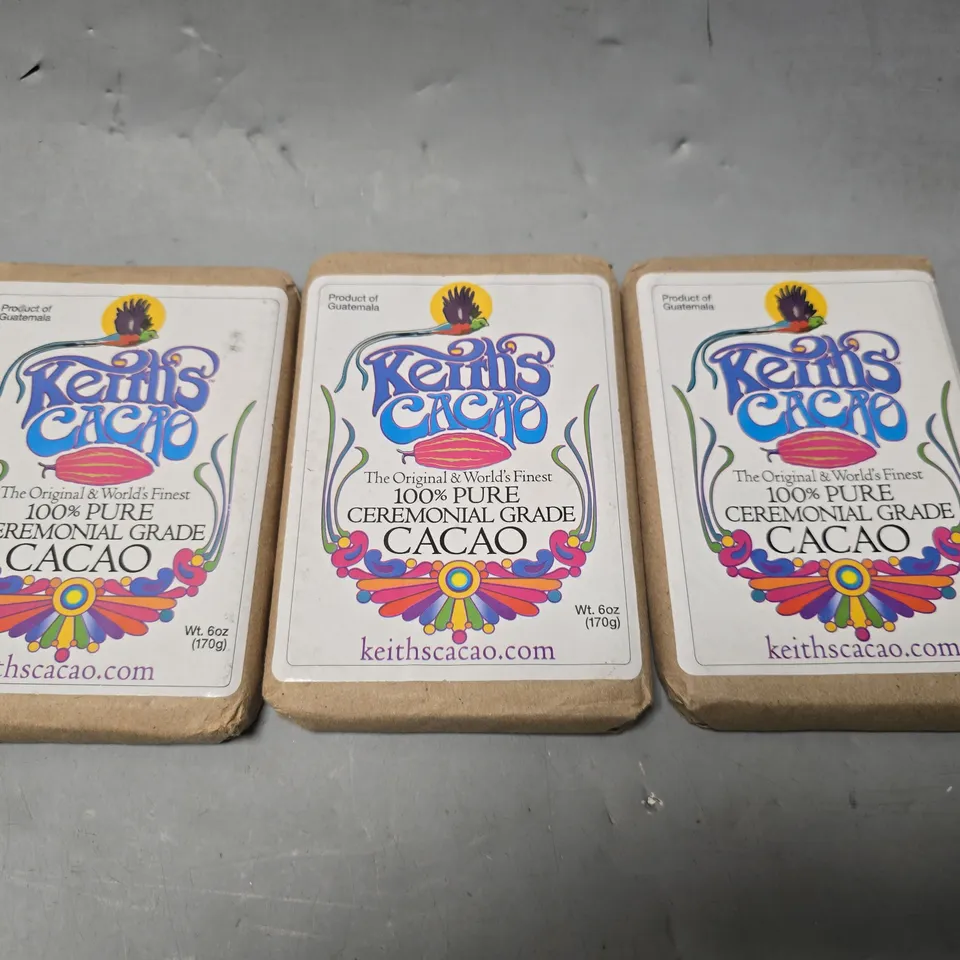 SET OF 3 KEITH'S 100% PURE CEREMONIAL CACAO 170G
