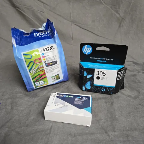 APPROXIMATELY X3 ASSORTED PRINTER INK CARTRIDGES TO INCLUDE - BROTHER - HP - LCL